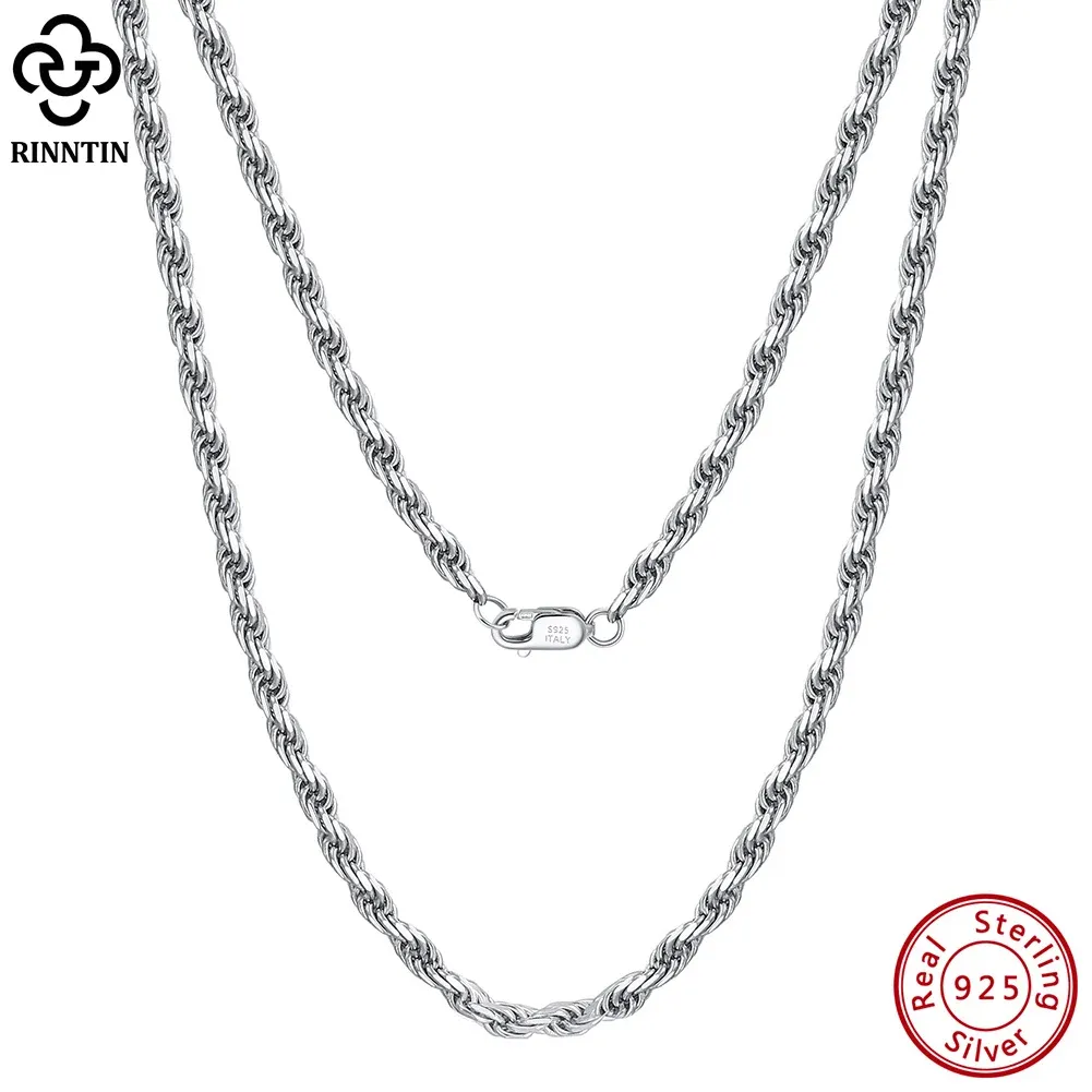 Kettingen rinnntin luxe 925 sterling zilveren diamantcut touw ketting ketting voor mannen dames mode Italiaanse zilveren nekketen sieraden sc29