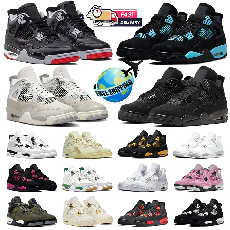 With Box Men 4 Basketball Shoes 4s Women Sneakers Black Cat Bred Reimagined Robin Blue Thunder Midnight Navy Sail Military Black Cool Grey sports trainers
