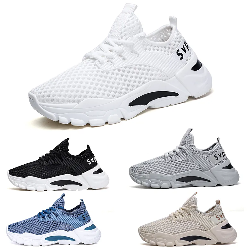 Hombres Mujeres zapatillas de carrera clásica Comfort Mal de malla plana transpirable Blanco blanco color caqui azul