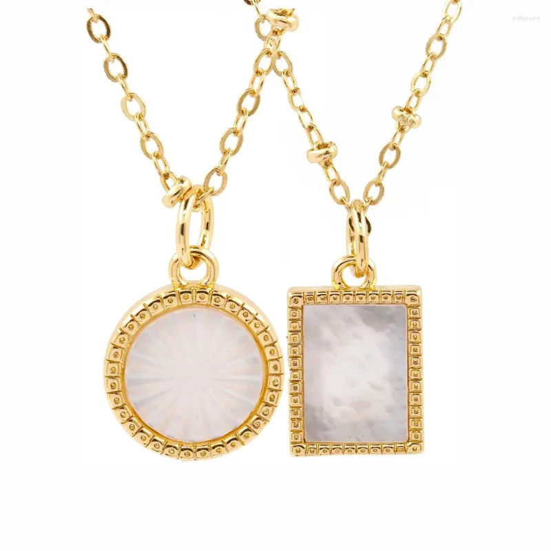 Colliers pendants Soleil Round Rectangle Collier Collier Perle Médaille Gold Gold Girl Trendy Chaîne de chaîne pour femmes Bijoux de mode