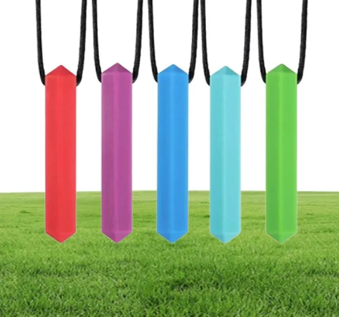 8 Colors Baby Soothers Chew Necklace Silicone Teething Pendant Food Grade for Autism Kids Mom1026634