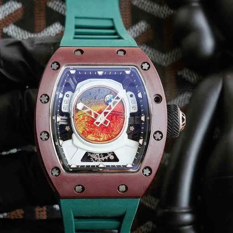 Смотреть мужской роскошный дизайнер часы винный бочка резиновый ремешок из нержавеющей стали Автоматические механические часы 2024 Горячая распродажа 1r3g