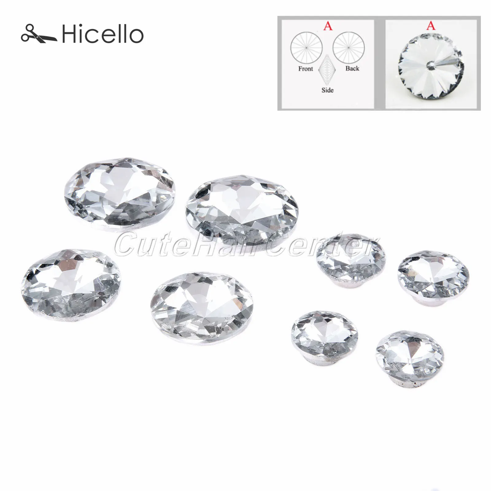 10sets Crystal Buckles Glass Buttons Diamond Nails Decorative Sewing Knot 16mm/18mm/25mm/30mm Decoration Hicello