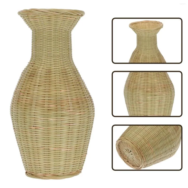 Vasi di bambù Vaso Rustico arredamento per matrimoni Rustico Flowerpot Basket Woven Cesto intrecciato Office di contenitore secco decorativo