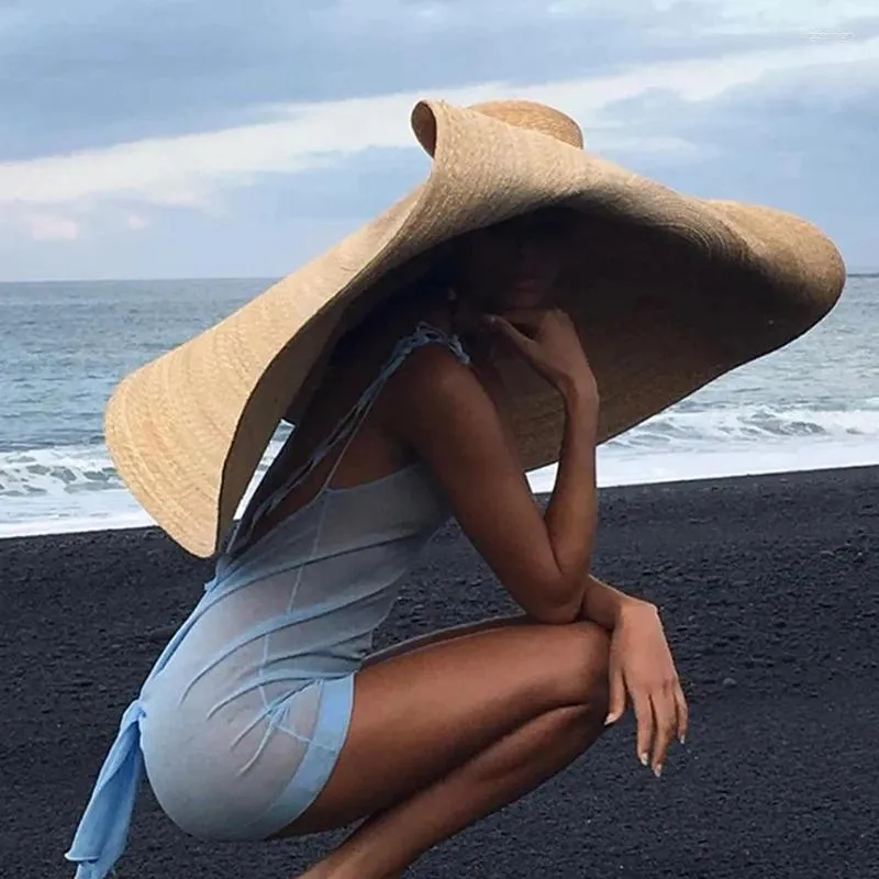 Baretten Zomer Ins Oversized Zonnehoed Opvouwbaar Vakantie Strand Grote Rand Bescherming En Zonnescherm Caps Dames Elegant Item