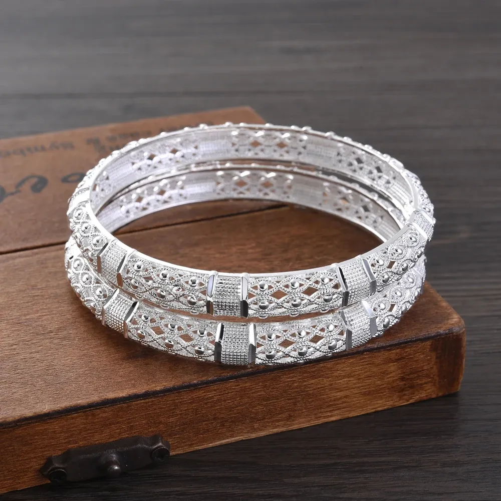 Bridal Silver Bangles Silver Wedding Bangles: 65mm Silver Tone