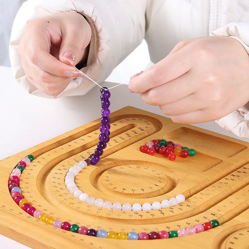 Planche à Perles En Bambou - Plateau De Conception Pour Bijoux DIY - Créez Bracelets, Colliers Et Plus
