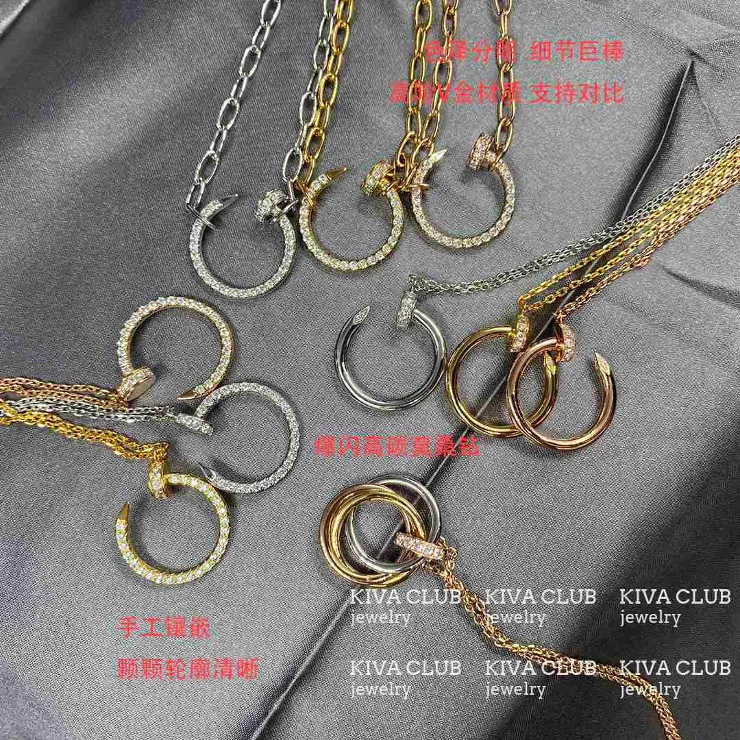 Klassisk design kärlek smycken kajia nagel full halsband ädla ny husdjur diamant inlagd tre ring krage kedja med logotyp