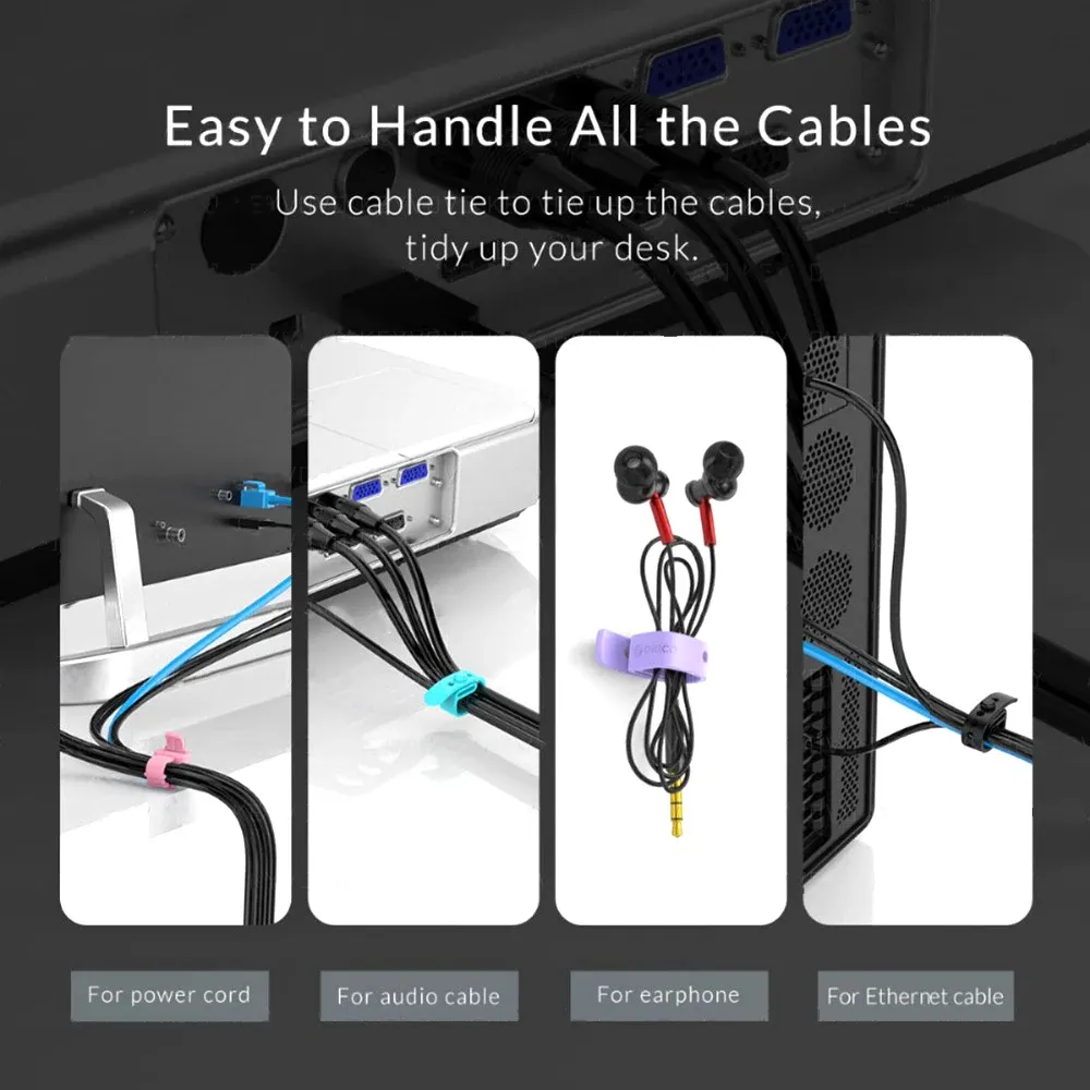 4/12/20pcs Cable de silicona Cable de cable Cable de cable Ataión Organizador Ordenador Cable de auriculares Cable de cable de auriculares Organizador Cable USB Cable