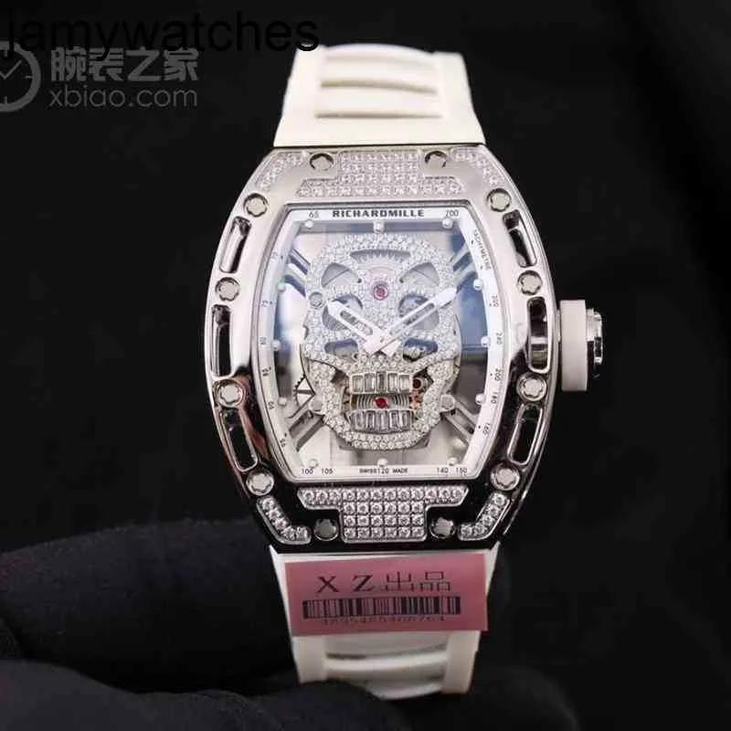 Mira la fecha de lujo Richardmill para hombre Mecha de pulsera Mecánica Diamante Full Diamond con calavera Evil Garm Top Diez marcas Hollow Out