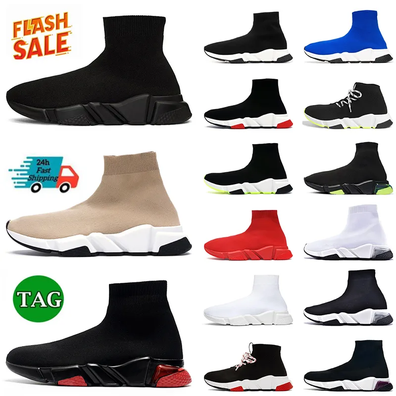 Orijinal çorap ayakkabı tasarımcısı erkekler kadınlar hız eğitmenleri klasik slip-on platform paris örgü üçlü s siyah kırmızı pembe bej açık dipler yürüyüş spor ayakkabıları dhgates