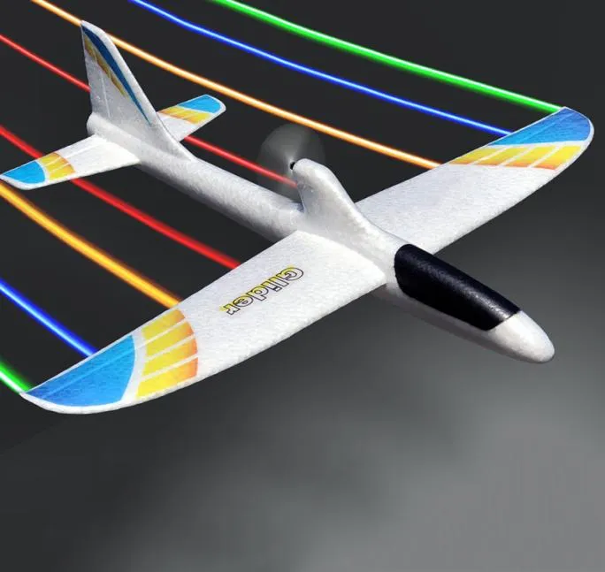 ElectricRC Aircraft Airplanes Lysande USB laddning Electric Hand Throwing Glider Soft Foam Colored Lights Diy Model Toy for Chil2562630