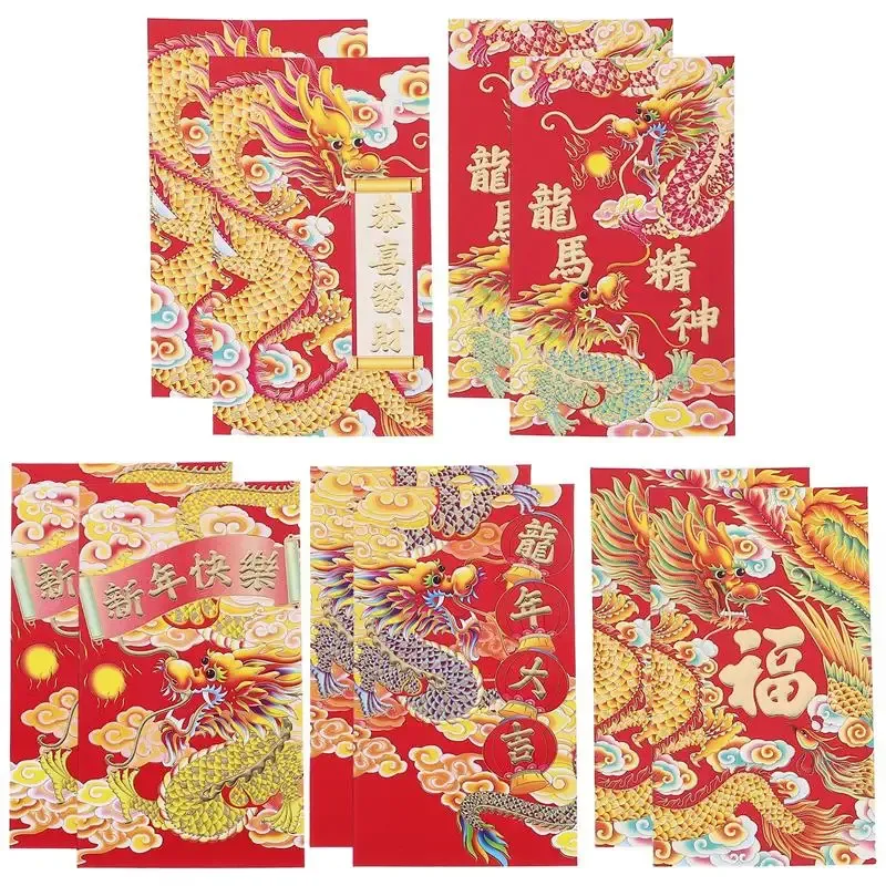 Enveloppes Rouges Nouvel An Chinois | Lot De 36 | 17x9 Cm | Année Du Cheval 2026 | Porte-bonheur Hong Bao