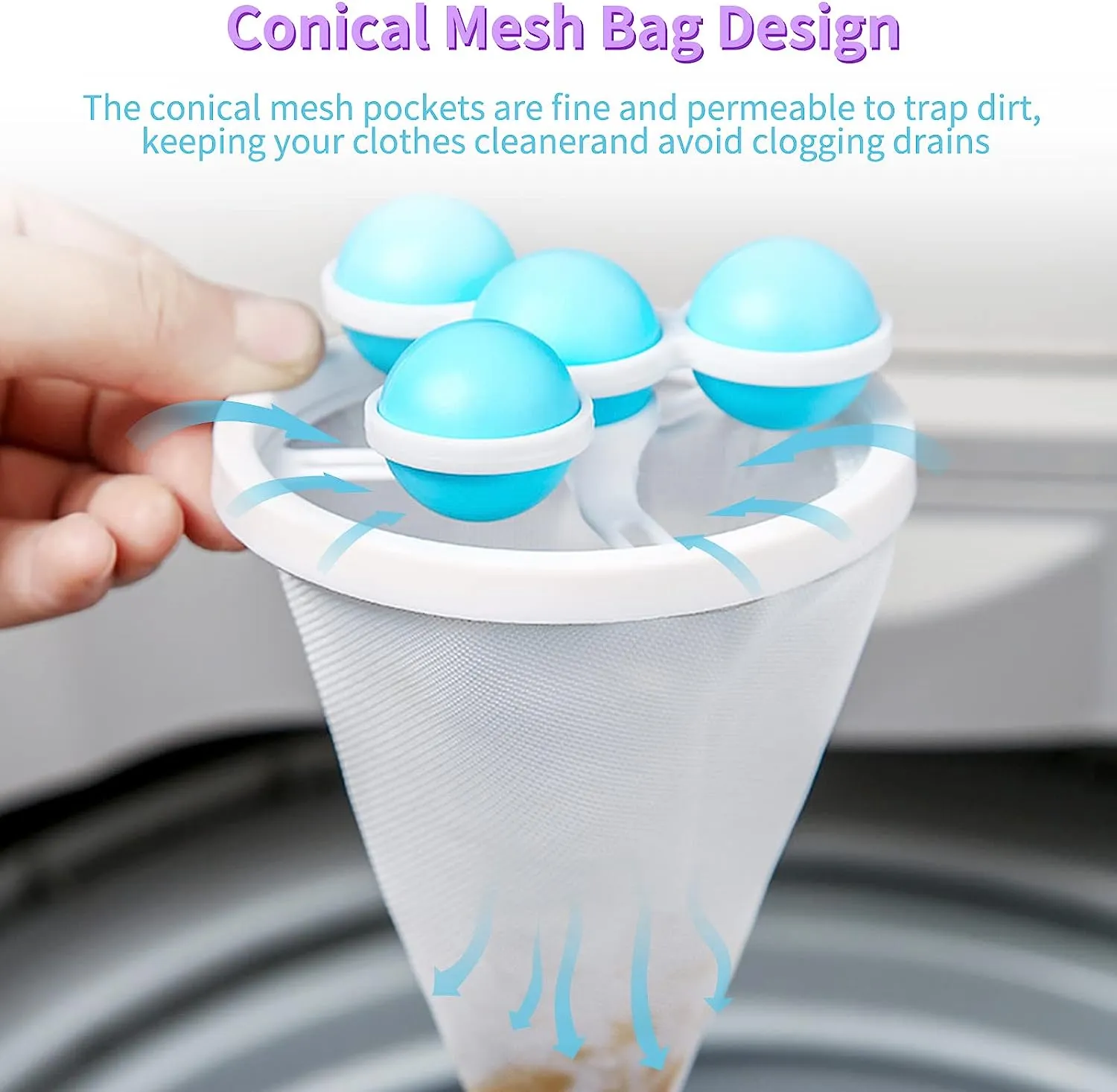 Reusable Washing Machine Lint Filter Floating Hair Catcher Mesh, 9.2 Cm ...