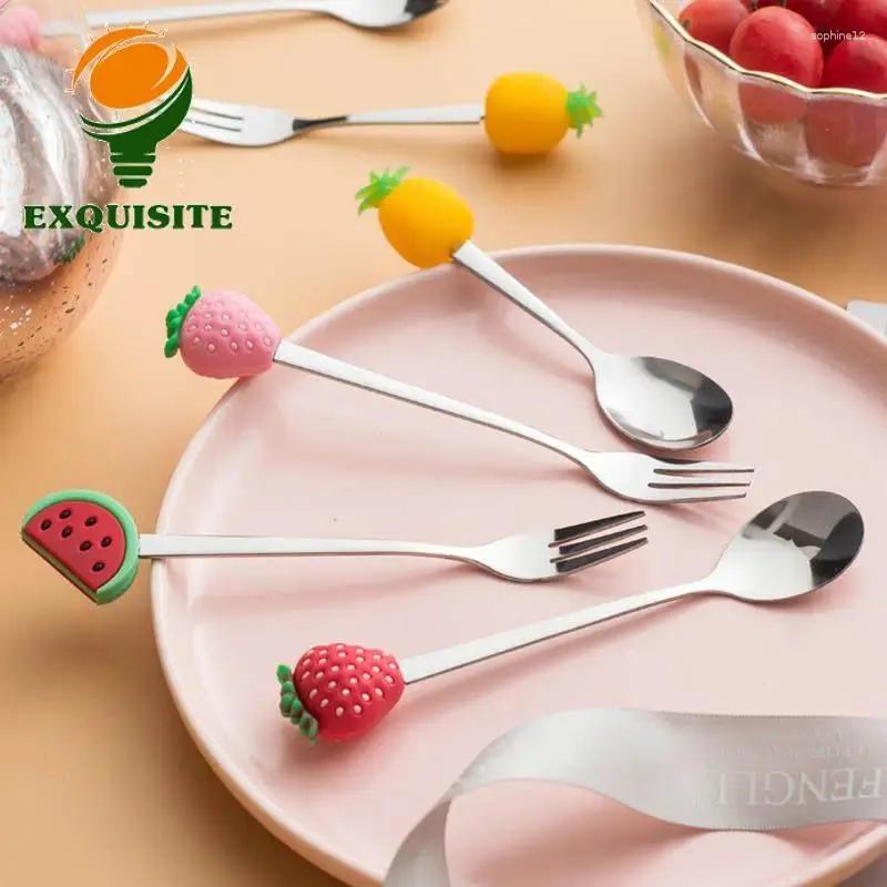 Ensembles de vaisselle en acier inoxydable Fourks Forks Cafeteria Belle fourche de cuisine Vérification de table Eat Friut Artefact Home Party