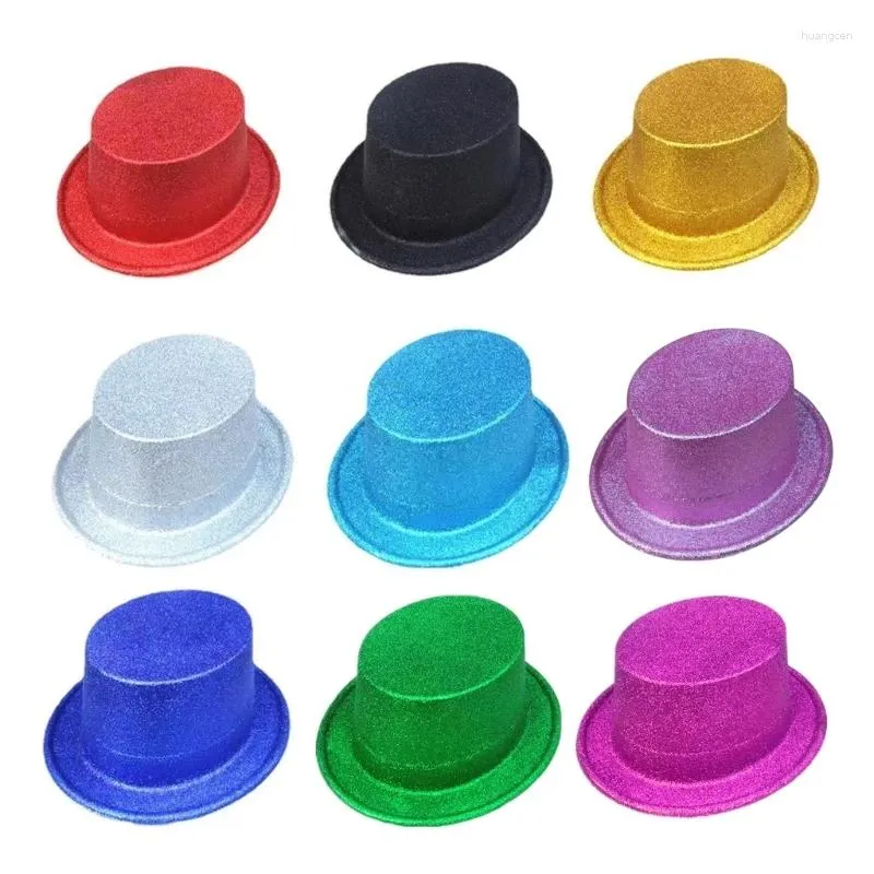 Berets funkelnden Glitzerpulver Top -Hut breiter Krempe Fedora für Bühnenpartyliebhaber