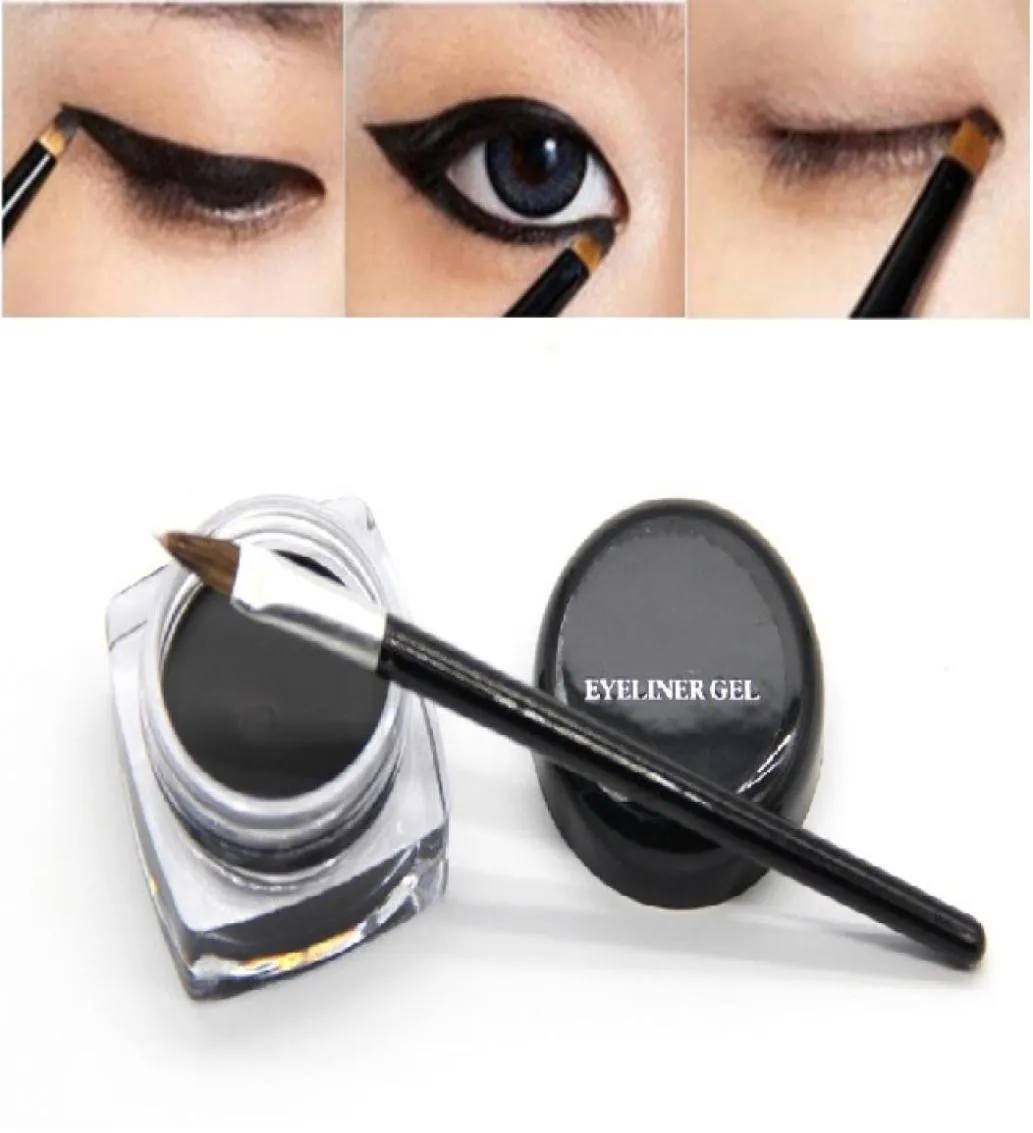 NIEUWE ARVALS schoonheid waterdichte eyeliner schaduw gel eye liner make -up cosmetische borstel black7290230