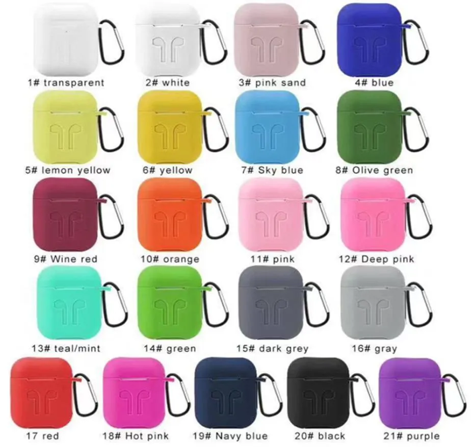 2 in 1 For Apple Airpods 1 2 Cases Silicone upset Protector Airpods Cover Wireless Earphone Box Antidrop With Hook6920303