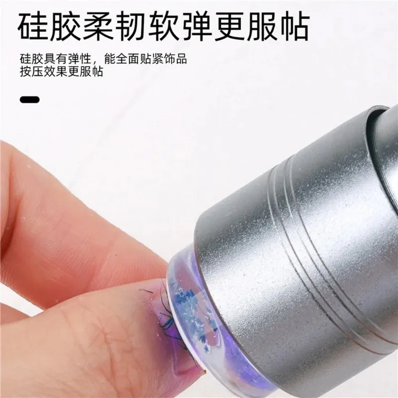 2024 Handheldnagelkunst UV Press Licht UV -Lampe mit Gelee Silicon Stamper Head Nail Art Stempel Politur Schnelles Trockenmaniküre Lampe - für