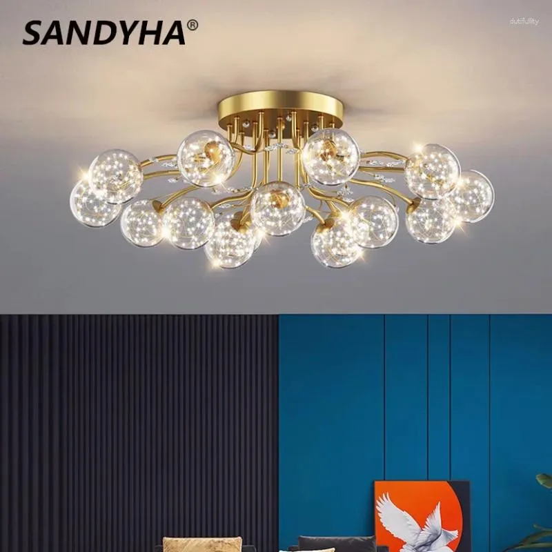 Lampadari sandyha design moderno soffitto leggero soggiorno nordico camera da letto tavolo da pranzo in vetro in vetro decorato a pendente a led lampadario