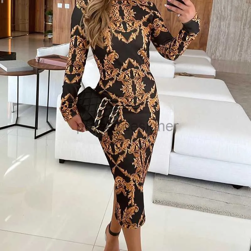 Designer Women's Two Piece Pants New Women's Spring Summer New Long sleeved Printed Long Dress