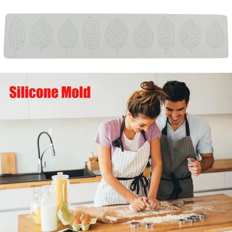 Molde de silicone fondant de forma de folha molde de chocolate para decoração de pastelaria de bolo decoração de açúcar de renda de renda de tail tak bobing gumpastes