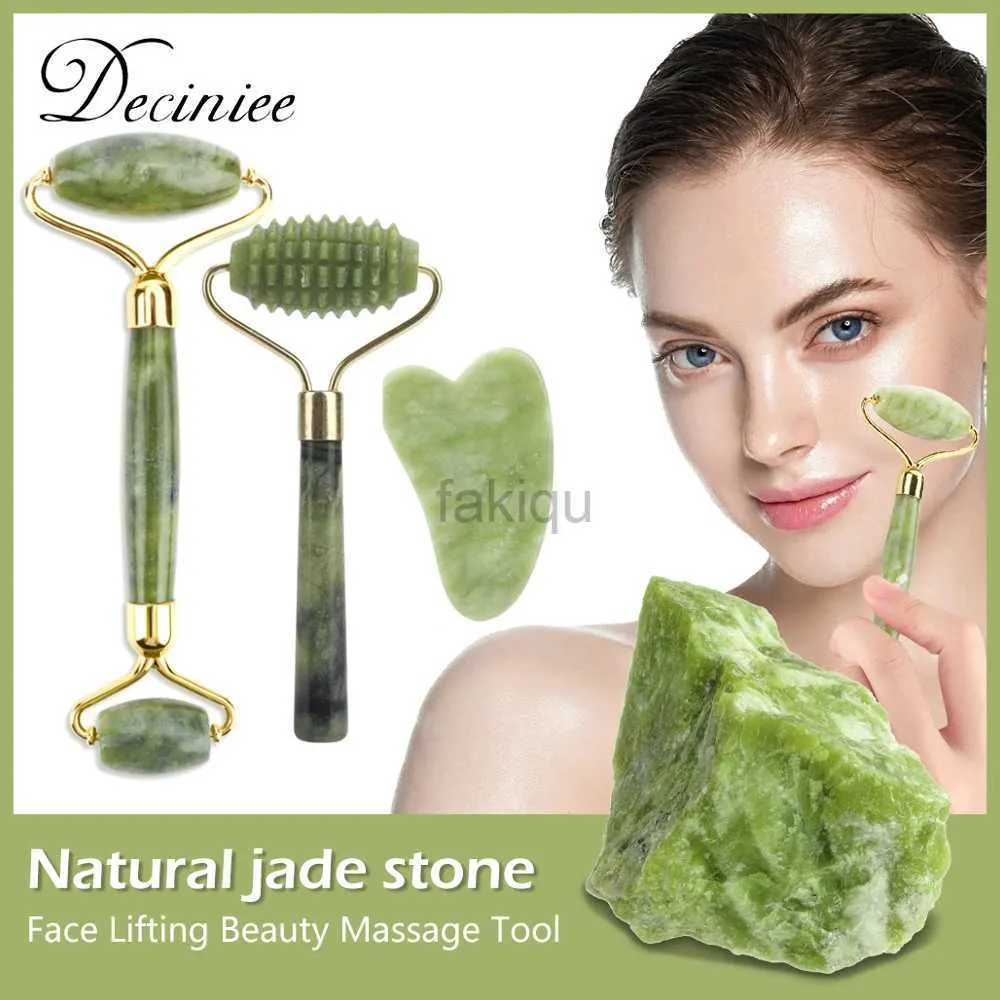 Massage Stones Rocks 2pcs/kit gua sha massager para cuidados com o rosto jade rollers beleza saúde raspando queixo levantando o queixo de pedra natural massagem