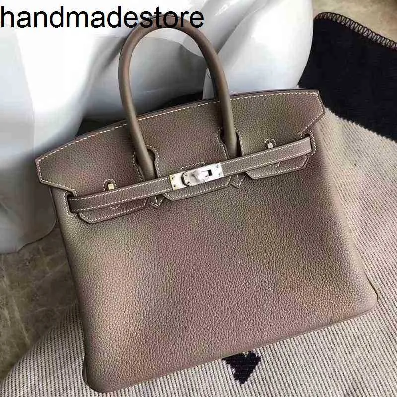 Genuine Leather Bk Designer Handbag Handmade Platinum Bag Imported Togo Calfskin Litchi Pattern Sewn Wax Thread Epsom Pikelli Leisure Handbag