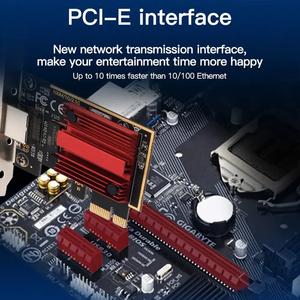 Carte Réseau 2.5G PCI-E Vers RJ45 – Vitesse 2500 Mbps – Puce RTL8125B – Pour PC Gaming, Bureautique – Installation Facile - 8