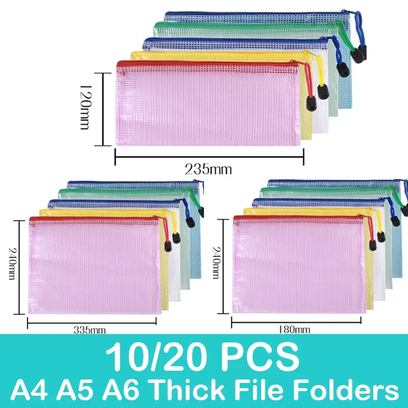10/Mesh Zipper Pouch Document Bags Waterproof Zip File Folders A4 A5 A6 ...