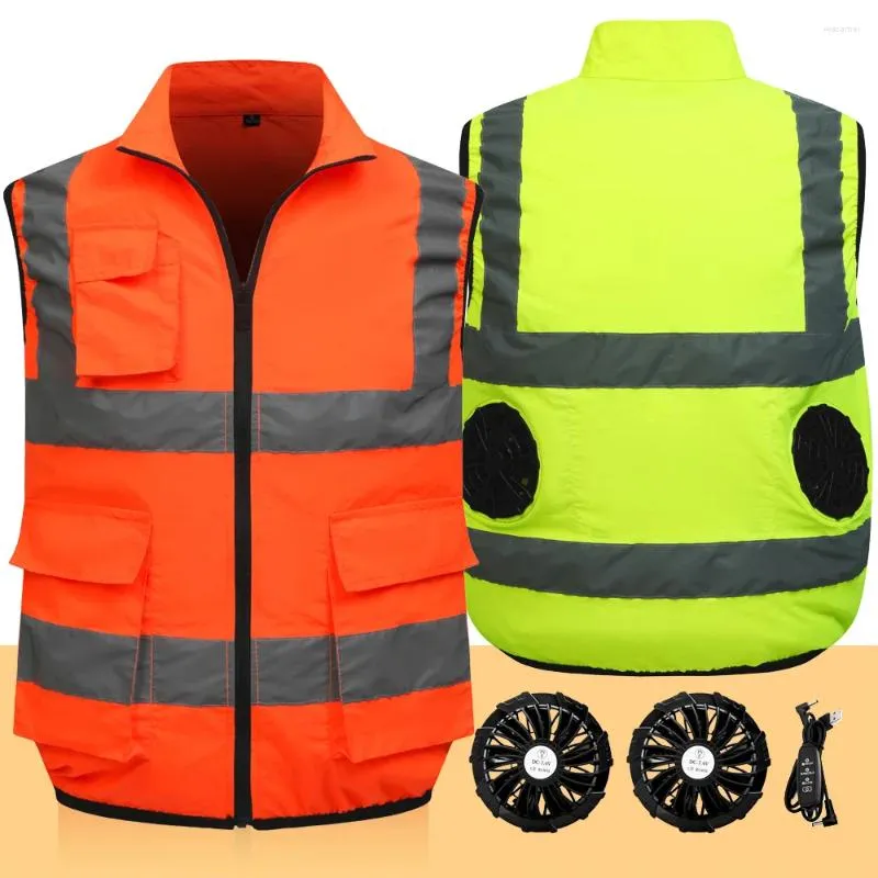 Mäns västar Summer Cooling Fan Vest Jacket USB Arbetskläder Lysande luftkonditionering Konstruktion Hög temperatur