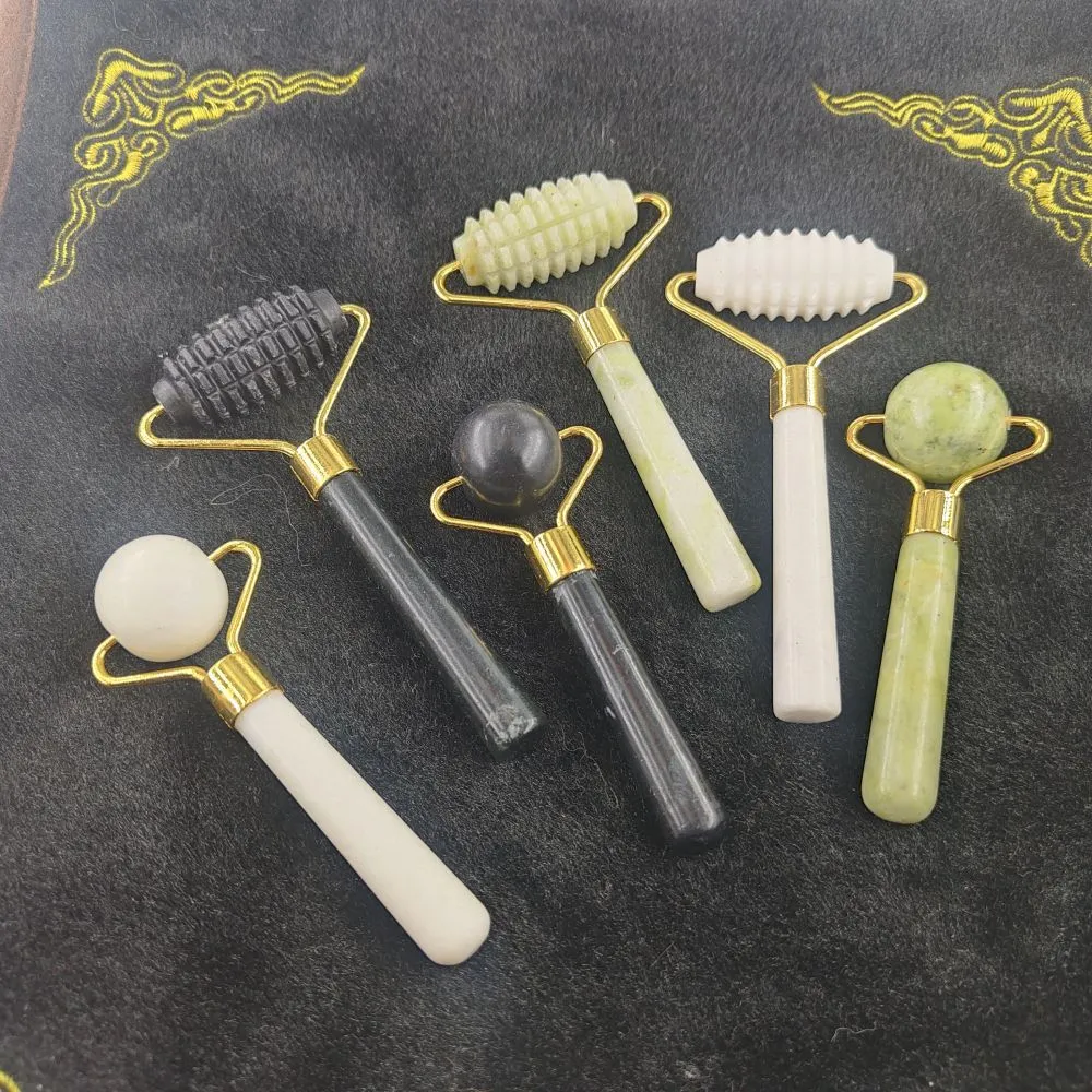 Enkel huvud med Thorn Jade Roller Massager Facial Cleaning Flanell Corset Pocket Facial Massage Stick gränsöverskridande explosioner