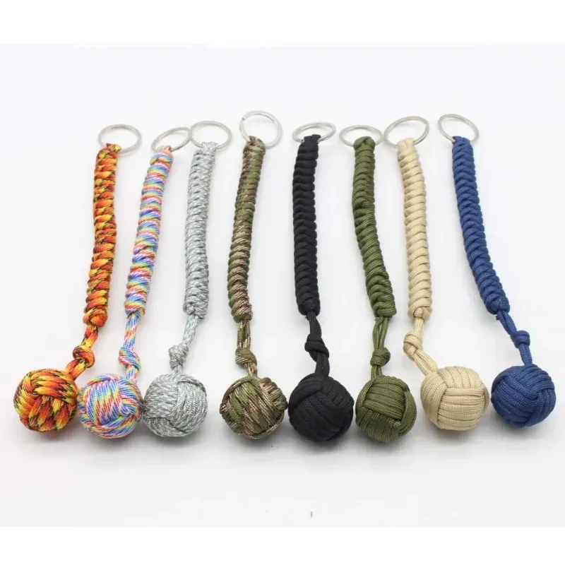 2024 Outdoor Beveiligingsbescherming Zwarte Monkey Fist Steel Ball voor meisjes dragen zelfverdediging Lanyard Survival Key Chain Broken Windows for Survival Gear Accessoire