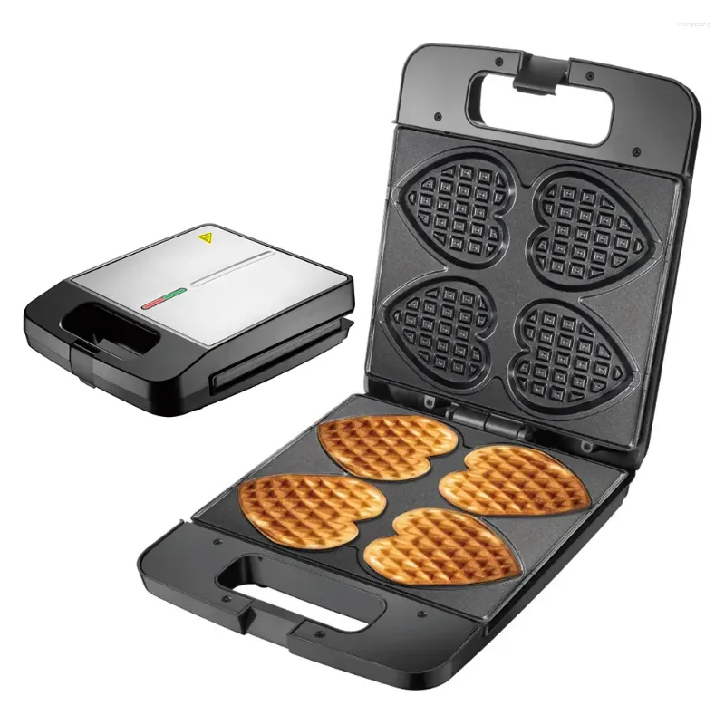 Formy do pieczenia Waffle Waffle Producent Non-Stick Coel 4 Belgian w kształcie żelaza ze stali nierdzewnej 1400 watowy ideał elektryczny