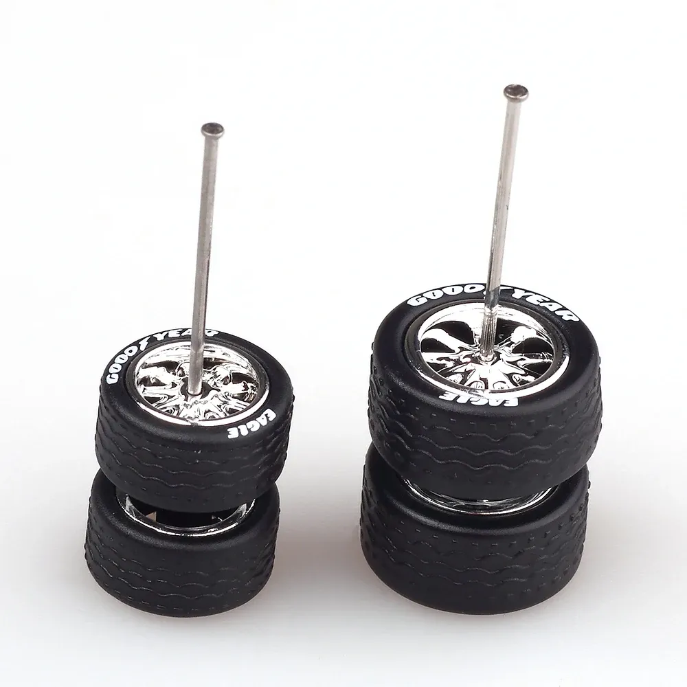 1/64 Scale Alloy Gold 5-Spoke Real Rider Wheels & Tires – 0.5mm For Hot Wheels Customs