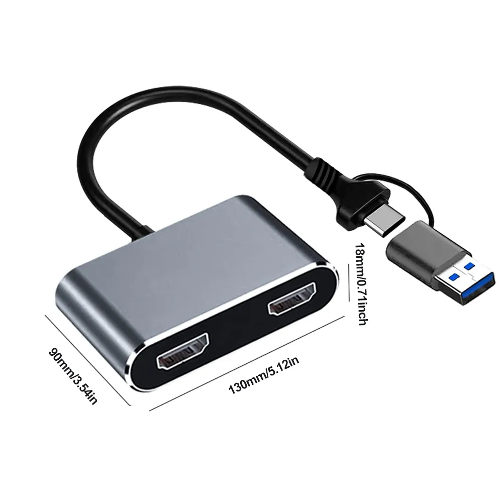 thumbnail image 2 of Usb C To Usb Adaptor 7-in-1 USB Computer Interface Expansion Dual 4K HDMI Port 100W PD Gigabit Ethernet USB C 3.0 Hub For Laptop/MacBook/Dell/Lenovo Usb C To Hdmi 2 of 14