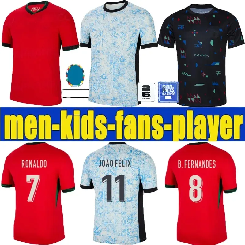 Billiga 2024 Euro Cup Soccer Jerseys Ronaldo Portuguese Portugal Jerseys Joao Felix Ruben Neves Diogo Portugieser Portugal Football Shirt Team Men Kid Kit