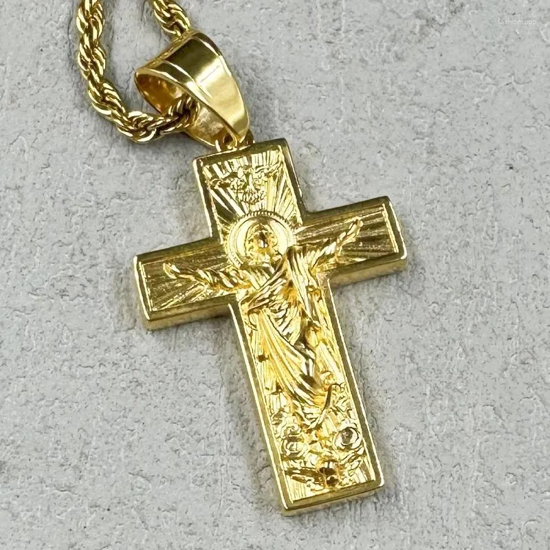 Hanger kettingen religieuze christelijke god kruisen kruisbeeld ketting voor mannen vrouwen goudkleur Jezus groothandel sieraden geschenk