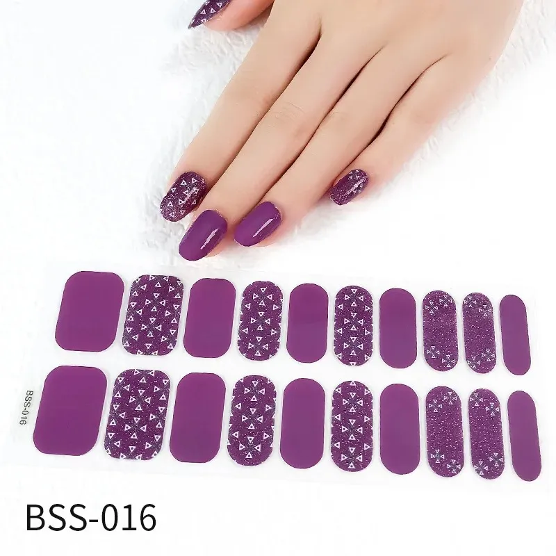 1Sheet Tiras de esmalte coreano Tiras de unhas DIY Padrões de unhas à prova d'água adesiva de adesivo de unhas completas para mulheres adesivas de arte unhas