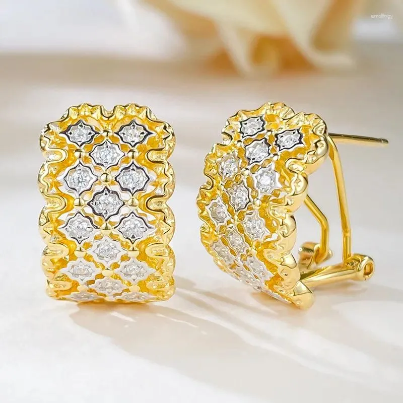 Cluster Rings S925 Silver Ear Studs Italian Textured Carved Diamond Set Metal Light Luxury High Grade Earrings And Jewelry