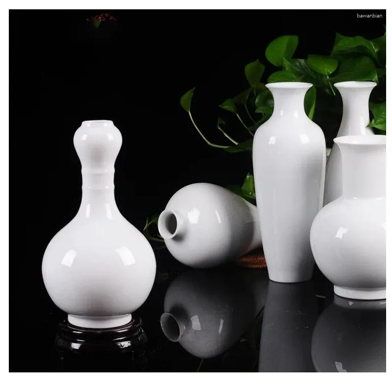 Jarrones Vaso de cerámica Color sólido chino Chun Plum Cera Botella de calabaza Botella blanca EMBRIO NEUNTO