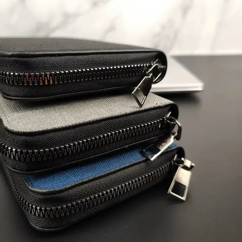 Cartera Larga De Lona Resistente Para Hombre Con Cremallera