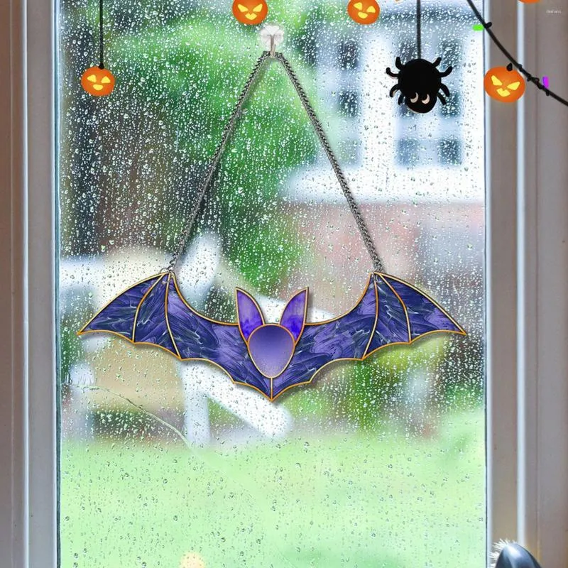 Decorazione per feste Grande zucca pipistrello Fantasma Ornamento acrilico Ciondolo di Halloween Finestra Portico spaventoso