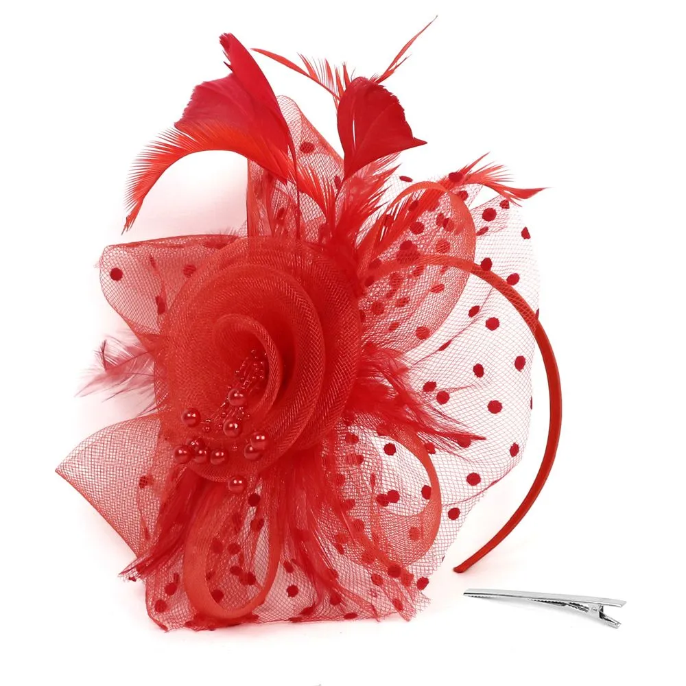 1pc Fascinators Hat Tea Party Hat Mesh Floral Feather Hair Clip Women Fascinator Charming Fascinator Hats Flower Cocktail Tea Party Headwear  main image 3