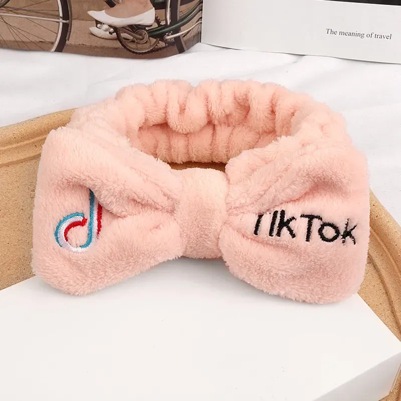 Tiktok Coral Fleece Soft Bow Headband for women Girls Cute Hair Holder Hairbands Headwear Hair Accessories 