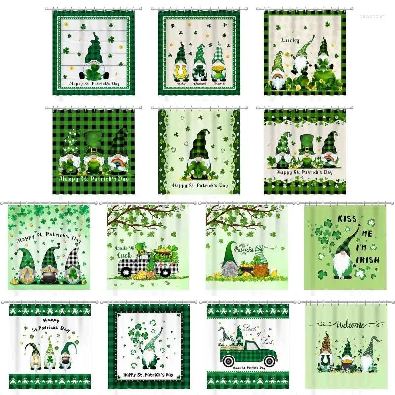 Douche gordijnen Patrick's Day Curtain Gnomes klaver bad met haken waterdichte T21C