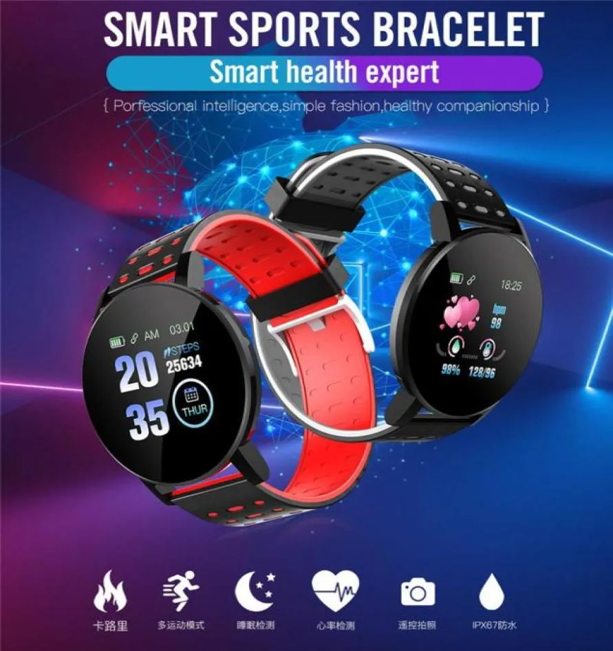 119 Plus Bracelet intelligent montre Bracelet homme étanche sang Fitness Tracker moniteur de fréquence cardiaque podomètre 6021706