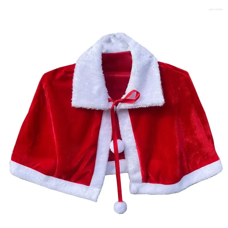 Party Decoration Red Christmas Cape for Girls Costume Shawl Santa Claus varm axel Wrap Women Year's Presents