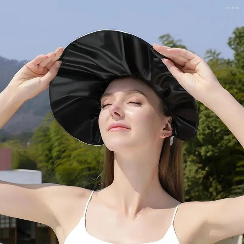 Wide Brim Hats UV Protection Sunscreen Empty Top Cap Summer Shell Hat Large Sun Women Visor Holiday
