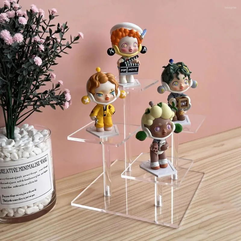 Hooks Square 4-grid Acrylic Figure Handicraft Display Stand Multi-layer Transparent Booth Shop Jewelry